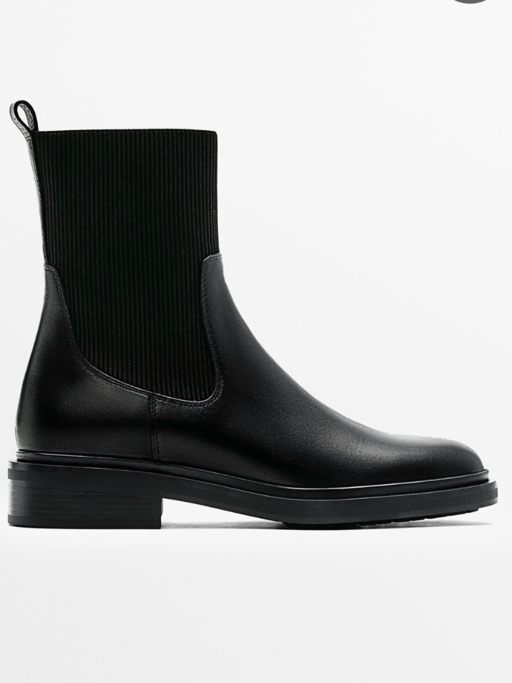 Massimo Dutti Flat LeatherBoots with Stretch-Shaft Ankle Boots